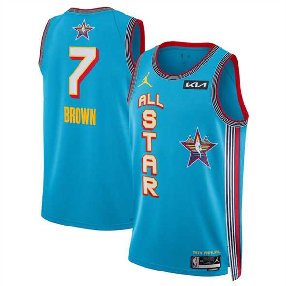 Mens 2025 All-Star #7 Jaylen Brown Light Blue Stitched Jersey Dzhi